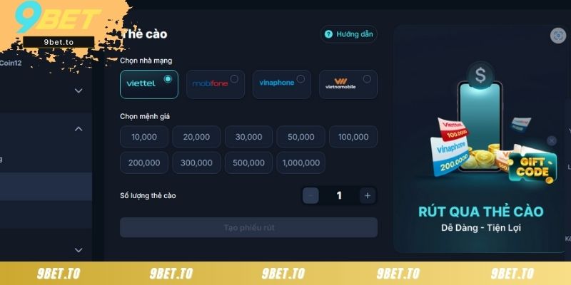 Năm bước rút tiền từ 9BET an toàn - minh bạch - xanh chín